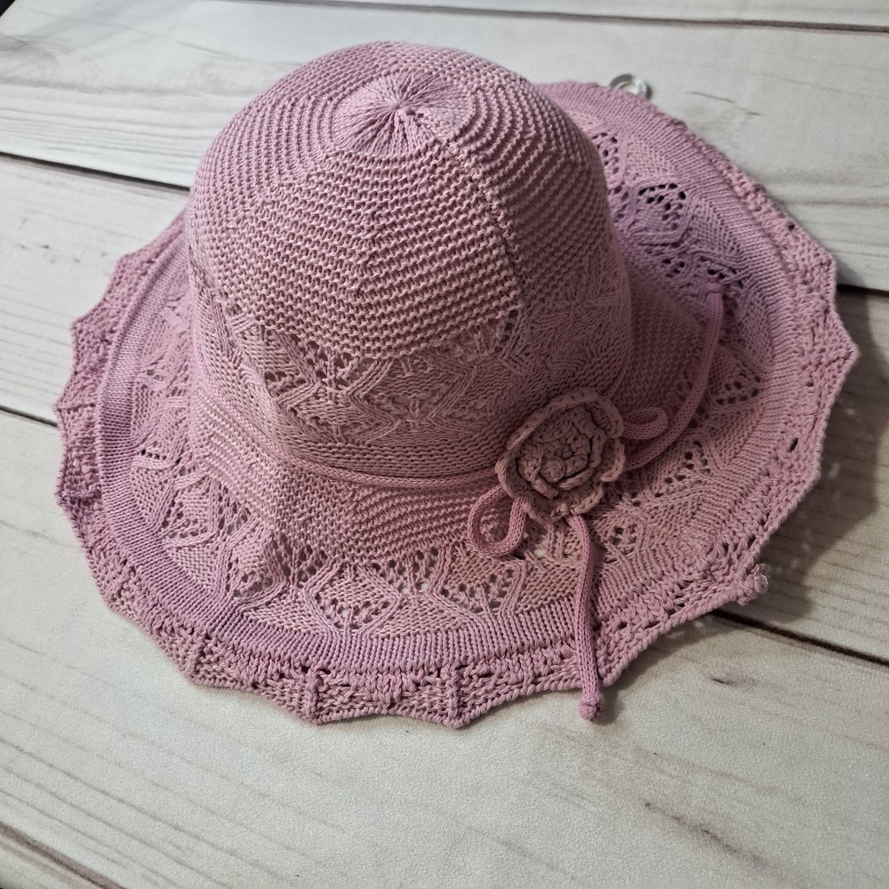 Pink Crochet Sun Hat